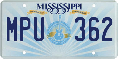 MS license plate MPU362