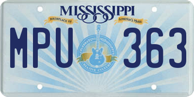 MS license plate MPU363
