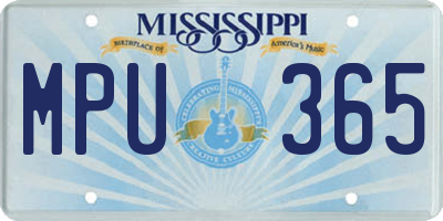 MS license plate MPU365