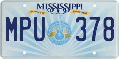 MS license plate MPU378