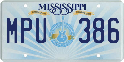 MS license plate MPU386