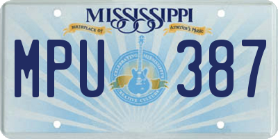 MS license plate MPU387