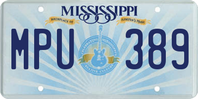 MS license plate MPU389