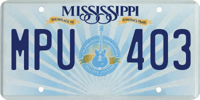 MS license plate MPU403