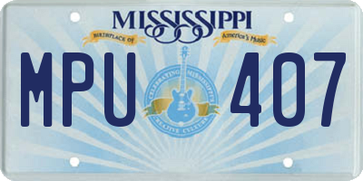 MS license plate MPU407
