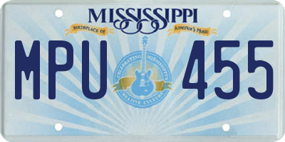 MS license plate MPU455