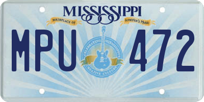 MS license plate MPU472