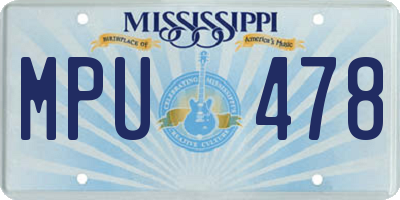 MS license plate MPU478