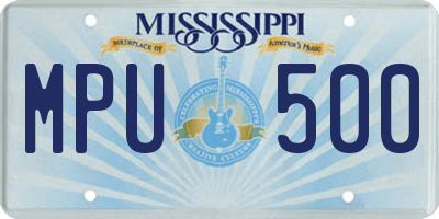 MS license plate MPU500