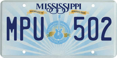 MS license plate MPU502