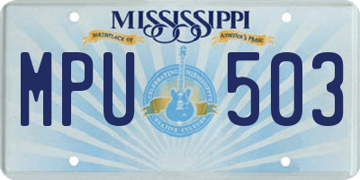 MS license plate MPU503