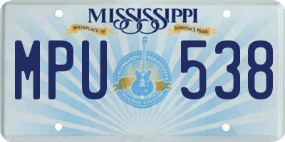 MS license plate MPU538