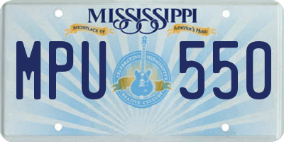 MS license plate MPU550