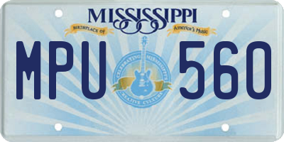 MS license plate MPU560