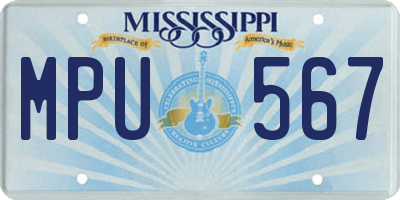 MS license plate MPU567