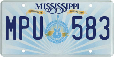 MS license plate MPU583