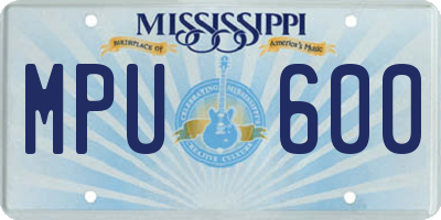 MS license plate MPU600