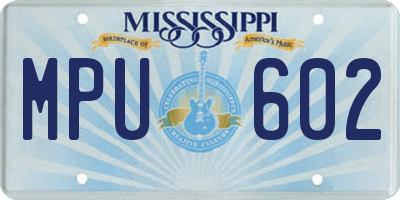 MS license plate MPU602