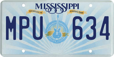MS license plate MPU634