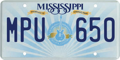 MS license plate MPU650