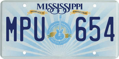 MS license plate MPU654