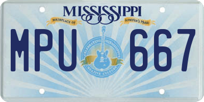 MS license plate MPU667