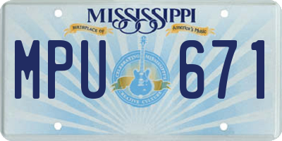 MS license plate MPU671