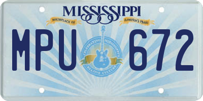 MS license plate MPU672