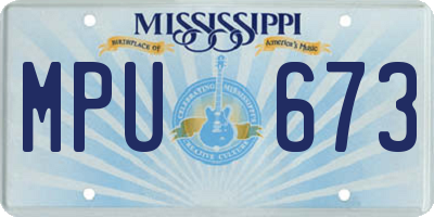 MS license plate MPU673