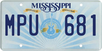 MS license plate MPU681