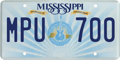 MS license plate MPU700