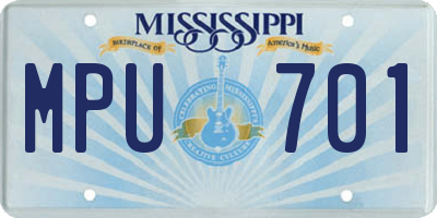 MS license plate MPU701