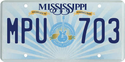 MS license plate MPU703