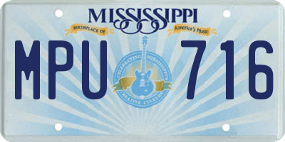 MS license plate MPU716