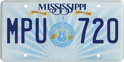 MS license plate MPU720