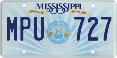 MS license plate MPU727