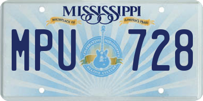 MS license plate MPU728