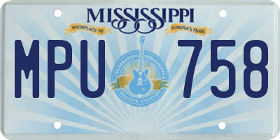 MS license plate MPU758