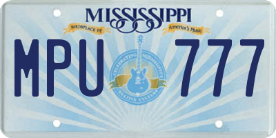 MS license plate MPU777
