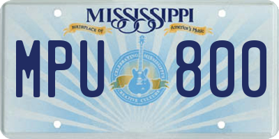 MS license plate MPU800