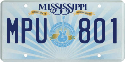MS license plate MPU801