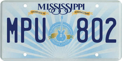 MS license plate MPU802