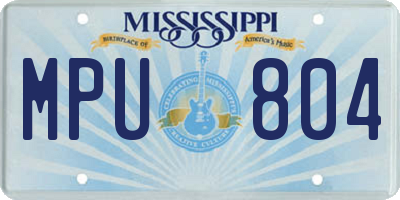 MS license plate MPU804