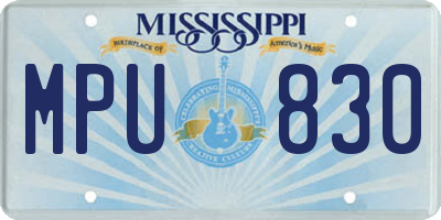 MS license plate MPU830
