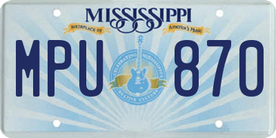 MS license plate MPU870