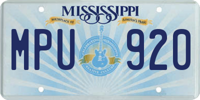 MS license plate MPU920