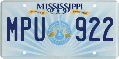 MS license plate MPU922