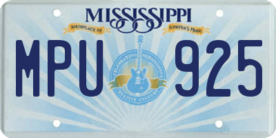 MS license plate MPU925