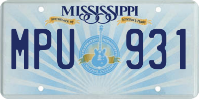MS license plate MPU931