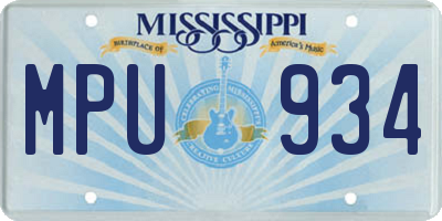 MS license plate MPU934